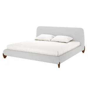 Laryn Puffy Boucle Upholstered Bed Frame - Grey Light by Luxo, a Beds & Bed Frames for sale on Style Sourcebook