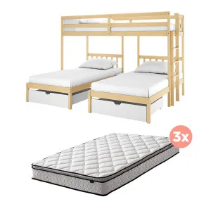 Aristos & Venus Bunk Bed & Mattress Package in White & Natural by Luxo Furniture, a Kids Beds & Bunks for sale on Style Sourcebook
