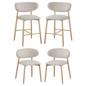 Audrey Curved Bar Stool & Dining Chair Set of 4 in Beige by Luxo Furniture, a Dining Chairs for sale on Style Sourcebook