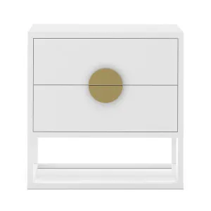 Abigail 55cm 2 Drawer Bedside Table w/ Gold Handle by Luxo, a Bedside Tables for sale on Style Sourcebook