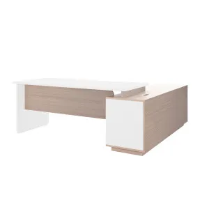 Alexios Corner Office Desk with Drawers & Storage - Walnut by Luxo, a Desks for sale on Style Sourcebook