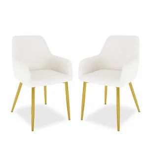 Raynie Dining Chair w/ Gold Chrome Legs (Set of 2) - White Cream by Luxo, a Saunas for sale on Style Sourcebook