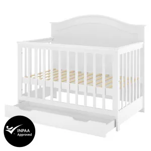 Azeem Adjustable Solid Pine Wood Baby Cot in White by Luxo Baby, a Cots & Bassinets for sale on Style Sourcebook
