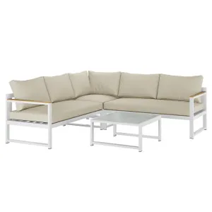 Deloran 5 Seater Stone Tabletop Outdoor Sofa Set in Beige by Luxo Outdoors, a Outdoor Sofas for sale on Style Sourcebook
