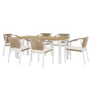 Vernon 6 Seater Wicker Outdoor Dining Set in Natural by Luxo Outdoors, a Tables for sale on Style Sourcebook