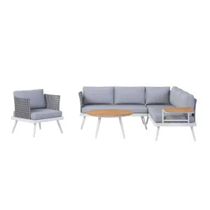 Breeza 5 Seater Corner Outdoor Lounge Set with Teak Table by Luxo, a Outdoor Sofas for sale on Style Sourcebook