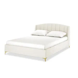 Lyra Velvet Bed Frame with Winged Headboard - White Cream by Luxo Furniture, a Beds & Bed Frames for sale on Style Sourcebook
