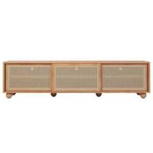 Thea 200cm Solid Oak Rattan Entertainment Unit - Natural by Luxo Furniture, a Entertainment Units & TV Stands for sale on Style Sourcebook