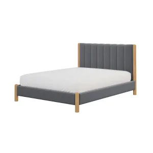 Harper Boucle Upholstered Hardwood Bed Frame - Grey by Luxo Furniture, a Beds & Bed Frames for sale on Style Sourcebook