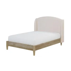 Aetiusa Winged Fabric Hardwood Bed Frame - Beige by Luxo, a Beds & Bed Frames for sale on Style Sourcebook