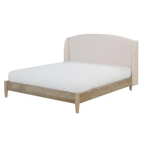 Aetiusa Winged Fabric Hardwood Bed Frame - Beige by Luxo, a Beds & Bed Frames for sale on Style Sourcebook