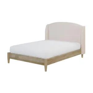 Aetiusa Winged Fabric Hardwood Bed Frame - Beige by Luxo, a Beds & Bed Frames for sale on Style Sourcebook
