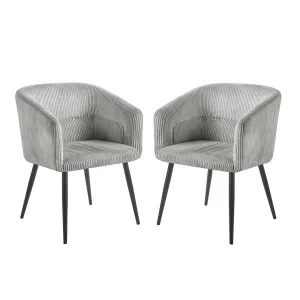Kirsten Corduroy Fabric Dining Chair (Set of 2) - Grey Warm Light by Luxo Furniture, a Dining Chairs for sale on Style Sourcebook