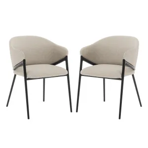Karin Linen Fabric Dining Chair (Set of 2) - Beige by Luxo Furniture, a Dining Chairs for sale on Style Sourcebook
