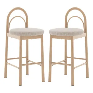 Gilles Linen Arched Bar Stool (Set of 2) - Beige by Luxo Furniture, a Bar Stools for sale on Style Sourcebook