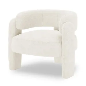 Seto Boucle Round Accent Chair - White Eggshell by Luxo, a Chairs for sale on Style Sourcebook