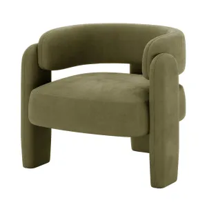 Seto Velvet Curved Accent Chair - Sage by Luxo, a Chairs for sale on Style Sourcebook
