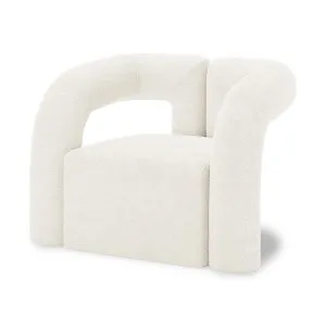 Safi Boucle Curved Accent Chair - White Eggshell by Luxo, a Chairs for sale on Style Sourcebook