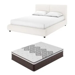 Stacy Queen Boucle Bed With Thalia Mattress - White Cream by null, a Beds & Bed Frames for sale on Style Sourcebook