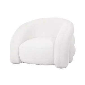 Clioz Curved Boucle Accent Chair in Eggshell White by Luxo Furniture, a Chairs for sale on Style Sourcebook
