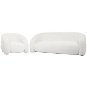 Clioz Bouclé 4 Seater Curved Lounge Package - White Eggshell by Luxo, a Sofas for sale on Style Sourcebook