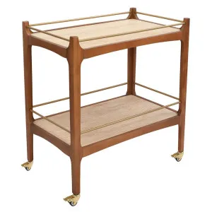 Ashley Travertine Bar Cart - Walnut by Cafe Lighting and Living, a Sideboards, Buffets & Trolleys for sale on Style Sourcebook