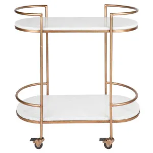 Southside White Stone Bar Cart - Antique Gold by Cafe Lighting and Living, a Sideboards, Buffets & Trolleys for sale on Style Sourcebook