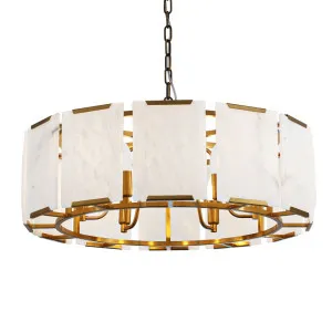 Florence Alabaster Pendant - Round Antique Brass by Cafe Lighting and Living, a Pendant Lighting for sale on Style Sourcebook