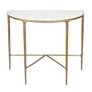 Heston Marble Demilune Table - Brass by Cafe Lighting and Living, a Console Table for sale on Style Sourcebook