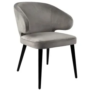 Harlow Black Dining Chair - Grey Velvet by Cafe Lighting and Living, a Dining Chairs for sale on Style Sourcebook
