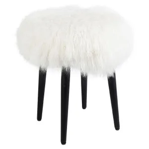 Dixie Stool - White Mongolian Fur by Cafe Lighting and Living, a Ottomans for sale on Style Sourcebook