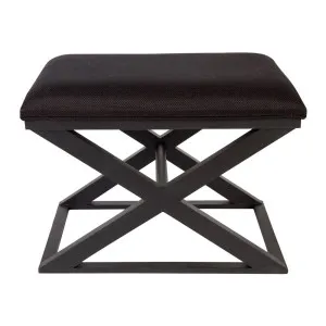 Spencer Black Timber Stool - Black Linen by Cafe Lighting and Living, a Ottomans for sale on Style Sourcebook