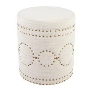 Bradshaw Round Storage Stool - Natural Linen by Cafe Lighting and Living, a Ottomans for sale on Style Sourcebook