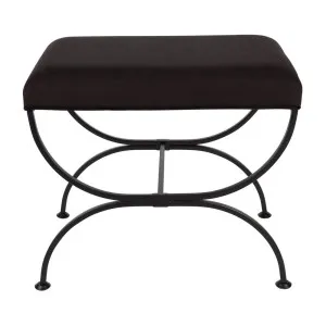 Novak Black Iron Stool - Black Linen by Cafe Lighting and Living, a Ottomans for sale on Style Sourcebook