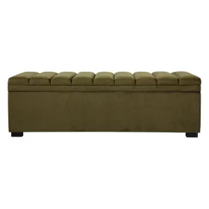 Soho Storage Bench Ottoman - Olive Velvet by Cafe Lighting and Living, a Ottomans for sale on Style Sourcebook