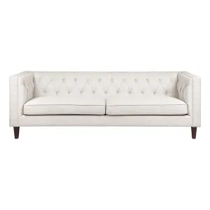 Tuxedo 3 Seater Tufted Sofa - Natural Linen by Cafe Lighting and Living, a Sofas for sale on Style Sourcebook