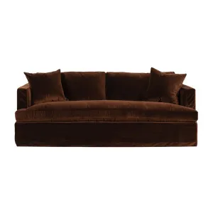 Birkshire 3 Seater Slip Cover Sofa - Dark Chocolate Velvet by Cafe Lighting and Living, a Sofas for sale on Style Sourcebook