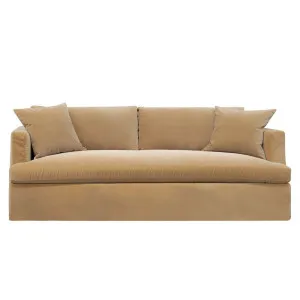 Birkshire 3 Seater Slip Cover Sofa - Ochre Velvet by Cafe Lighting and Living, a Sofas for sale on Style Sourcebook