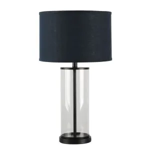 Left Bank Table Lamp - Black w Navy Shade by Cafe Lighting and Living, a Table & Bedside Lamps for sale on Style Sourcebook