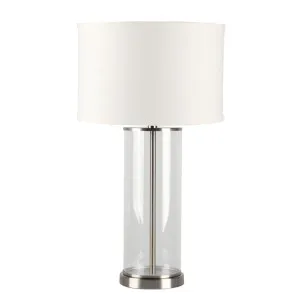 Left Bank Table Lamp - Nickel w White Shade by Cafe Lighting and Living, a Table & Bedside Lamps for sale on Style Sourcebook