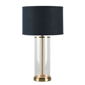Left Bank Table Lamp - Brass w Navy Shade by Cafe Lighting and Living, a Table & Bedside Lamps for sale on Style Sourcebook