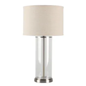 Left Bank Table Lamp - Nickel w Natural Shade by Cafe Lighting and Living, a Table & Bedside Lamps for sale on Style Sourcebook