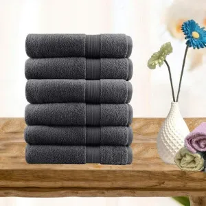 Softouch Ultra Light Quick Dry Premium Cotton 6 Piece Charcoal Hand Towel Pack by null, a Towels & Washcloths for sale on Style Sourcebook