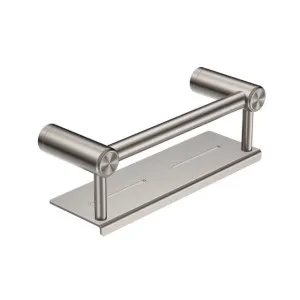 Nero Mecca Care 25mm Grab Rail With Shelf 300mm Brushed Nickel by Nero Tapware, a Shelves & Hooks for sale on Style Sourcebook