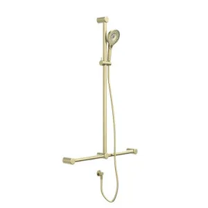 Nero Mecca Care 32mm T Bar Grab Rail and Adjustable Shower Set 1100x750mm Brushed Gold by Nero Tapware, a Shower Heads & Mixers for sale on Style Sourcebook
