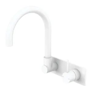 Nero Mecca Wall Basin/Bath Mixer Swivel Spout Handle Up Matte White by Nero Tapware, a Bathroom Taps & Mixers for sale on Style Sourcebook