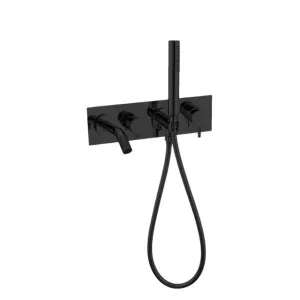 Nero Mecca Wall Mount Bath Mixer With Hand Shower Matte Black by Nero Tapware, a Bathroom Taps & Mixers for sale on Style Sourcebook