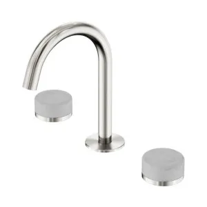Nero Serenity Basin Set Arc Spout With Carrara Handle Brushed Nickel by Nero Tapware, a Bathroom Taps & Mixers for sale on Style Sourcebook