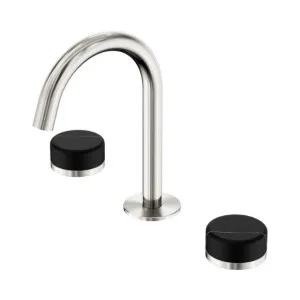Nero Serenity Basin Set Arc Spout With Marquina Black Handle Brushed Nickel by Nero Tapware, a Bathroom Taps & Mixers for sale on Style Sourcebook