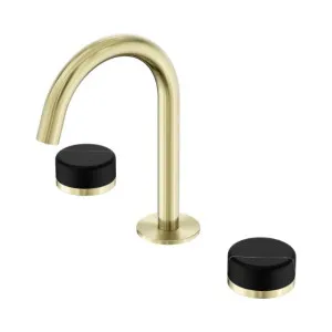 Nero Serenity Basin Set Arc Spout With Marquina Black Handle Brushed Gold by Nero Tapware, a Bathroom Taps & Mixers for sale on Style Sourcebook